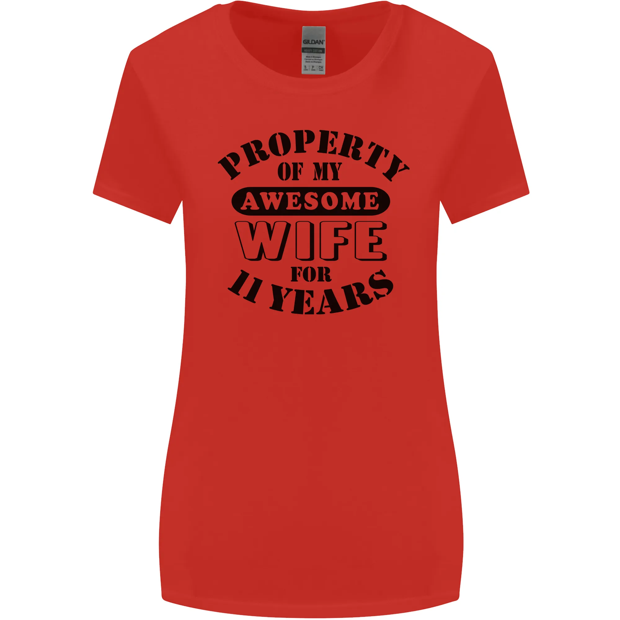 11th Wedding Anniversary 11 Year Funny Wife Womens Wider Cut T-Shirt