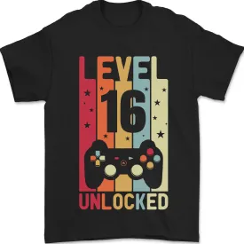 16th Birthday 16 Year Old Level Up Gaming Mens T-Shirt 100% Cotton