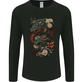 2 Chinese Dragons Fantasy Mens Long Sleeve T-Shirt