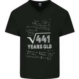 21st Birthday 21 Year Old Geek Funny Maths Mens V-Neck Cotton T-Shirt