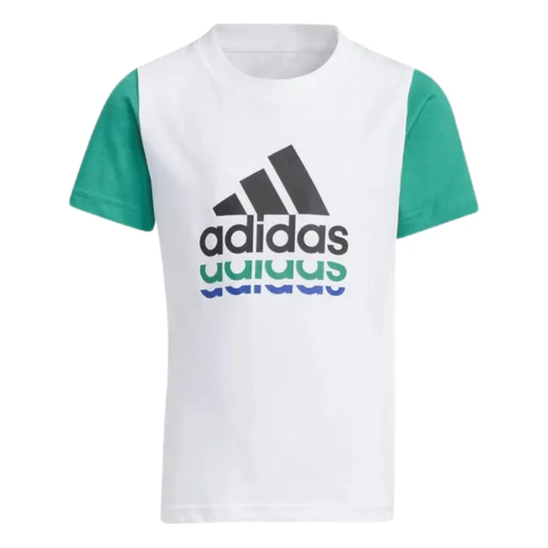 Adidas Kids White And Green T-Shirt