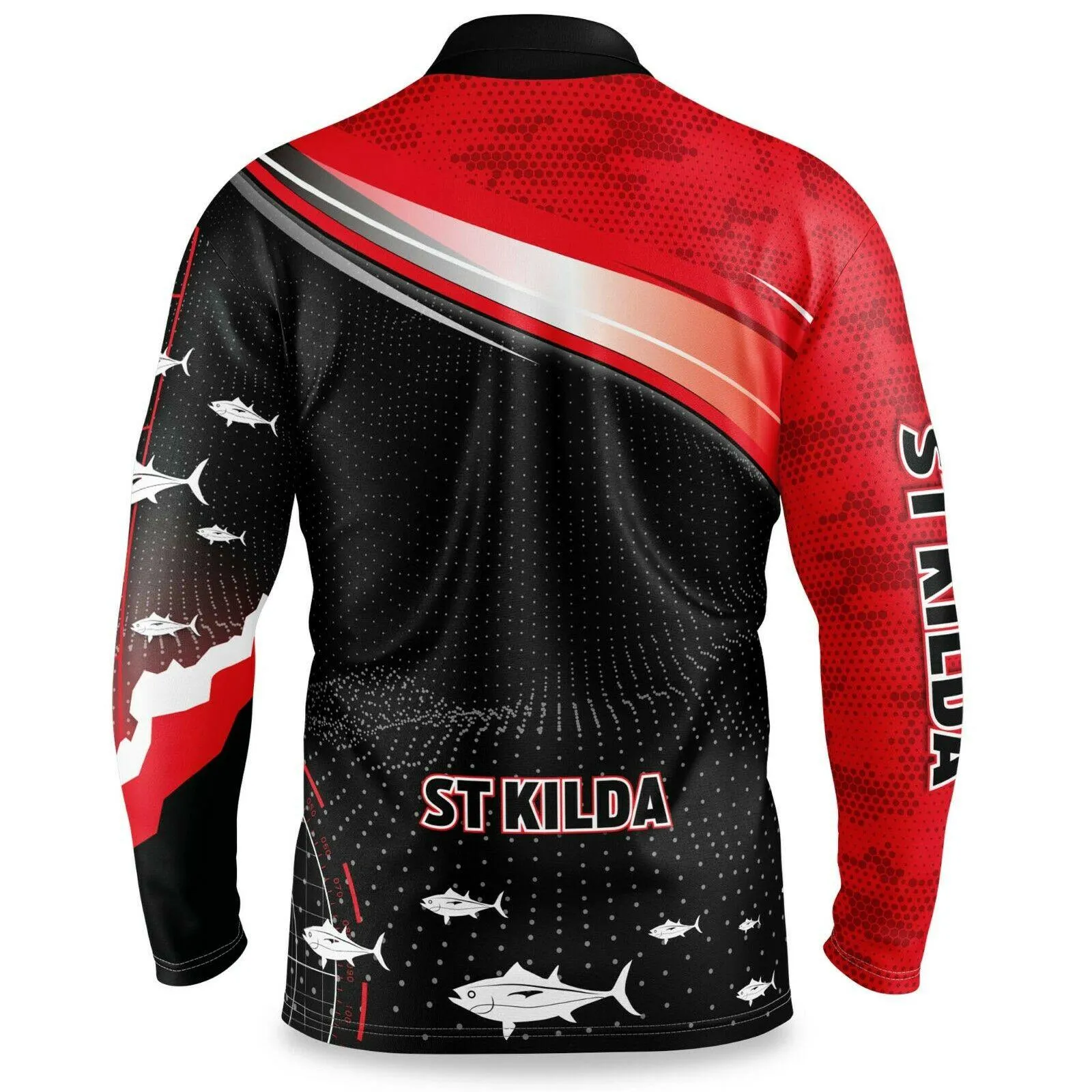 AFL Long Sleeve Fishfinder Fishing Polo Tee Shirt - St Kilda Saints - Adult