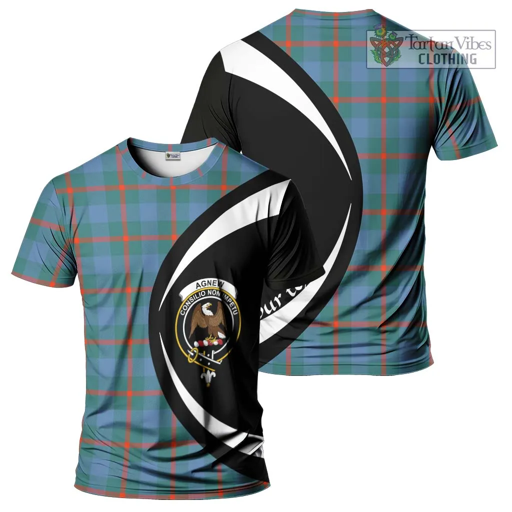 Agnew Ancient Tartan T-Shirt with Family Crest Circle Style