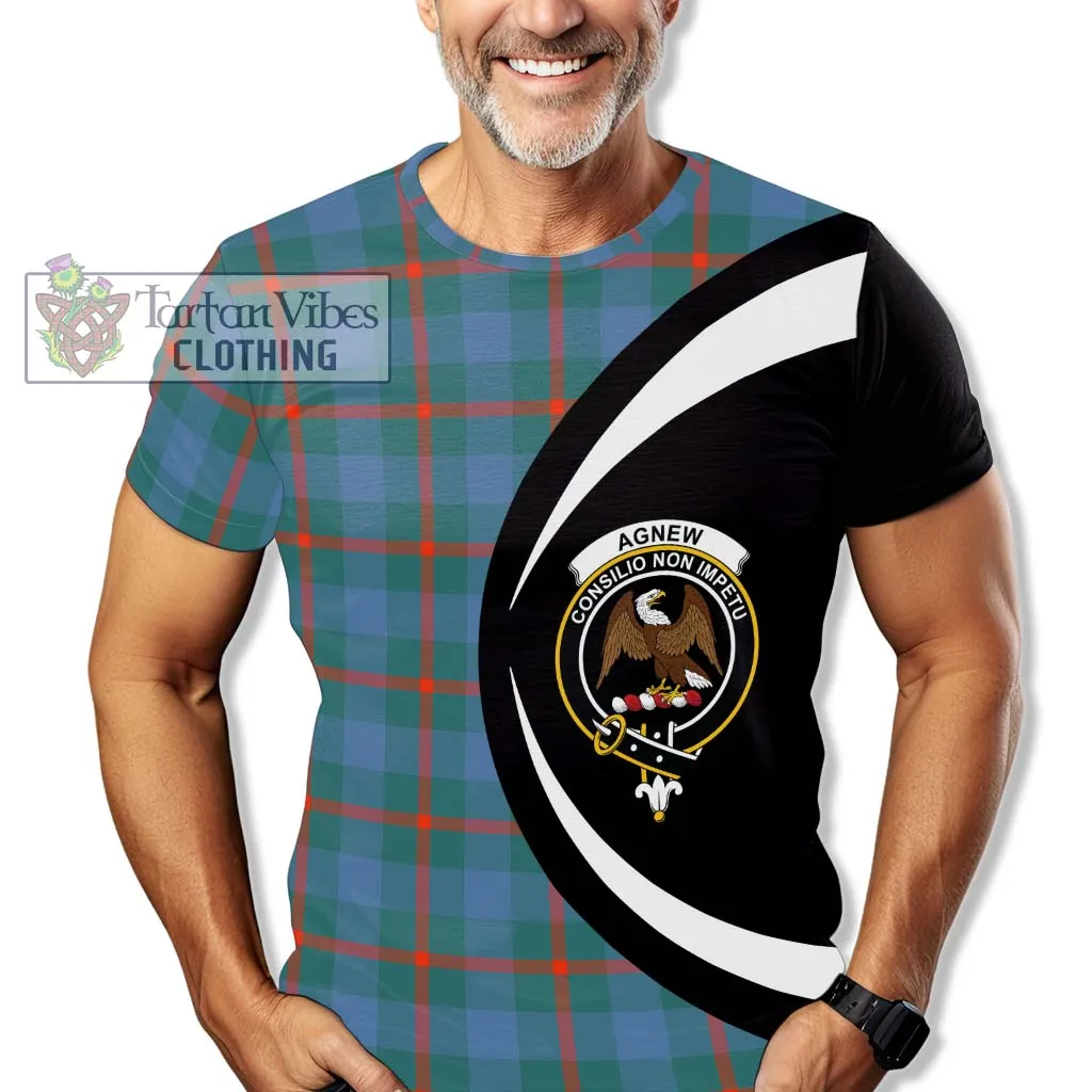 Agnew Ancient Tartan T-Shirt with Family Crest Circle Style