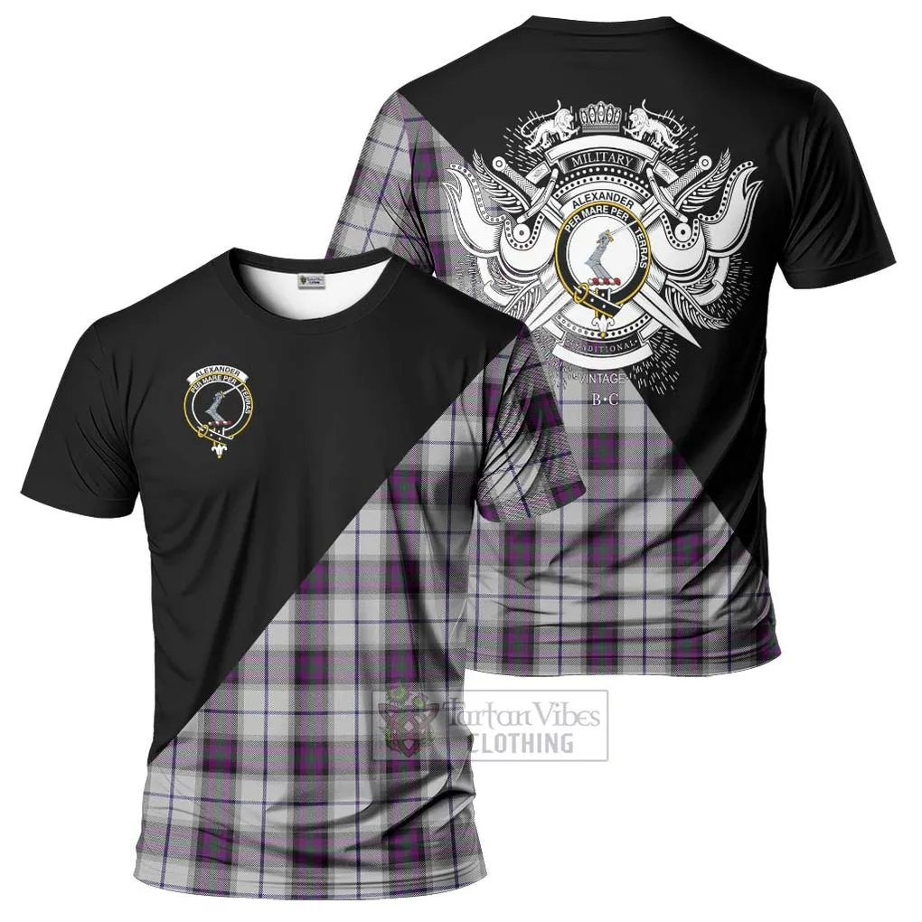 Alexander of Menstry Dress Tartan T-Shirt with Family Crest and Military Logo Style