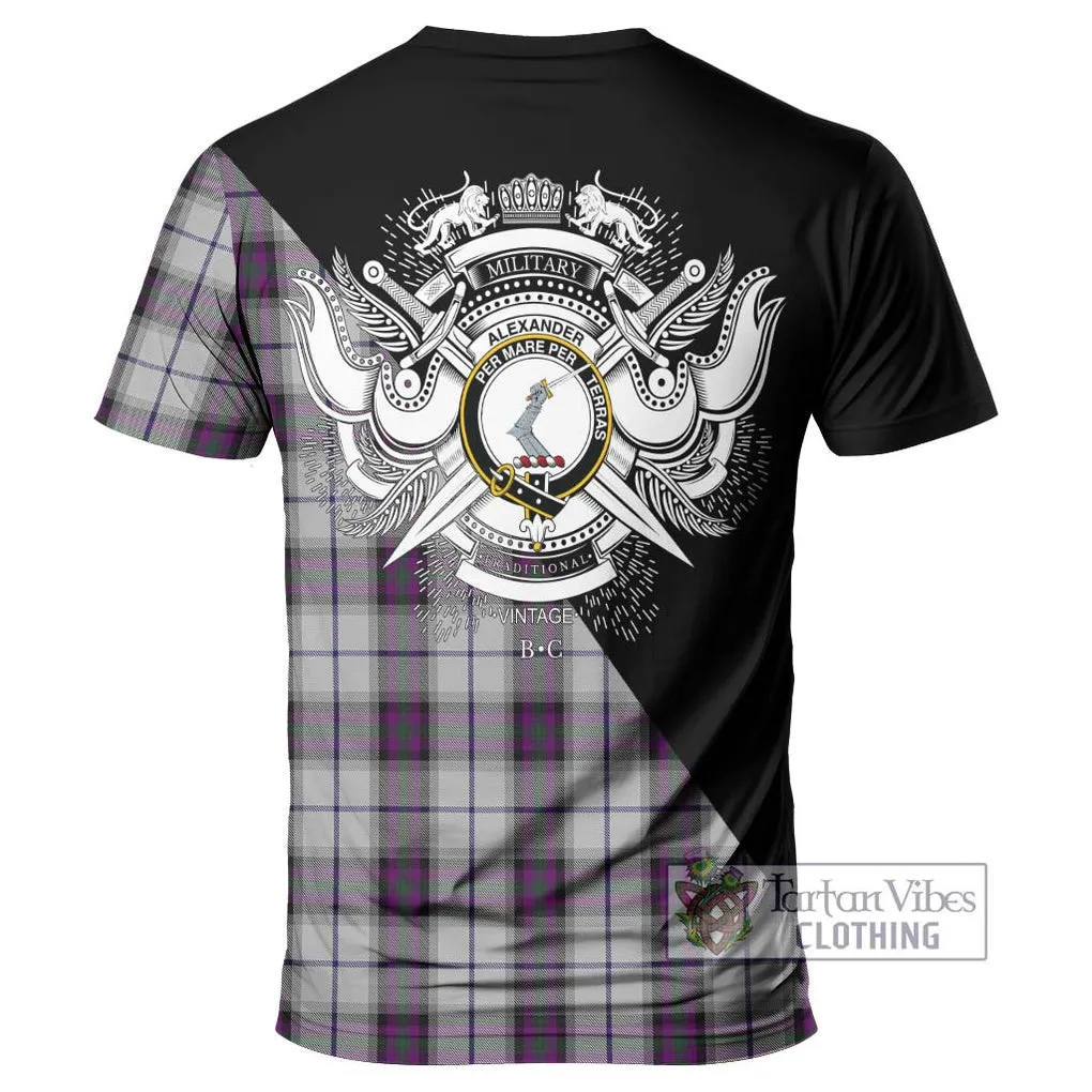 Alexander of Menstry Dress Tartan T-Shirt with Family Crest and Military Logo Style