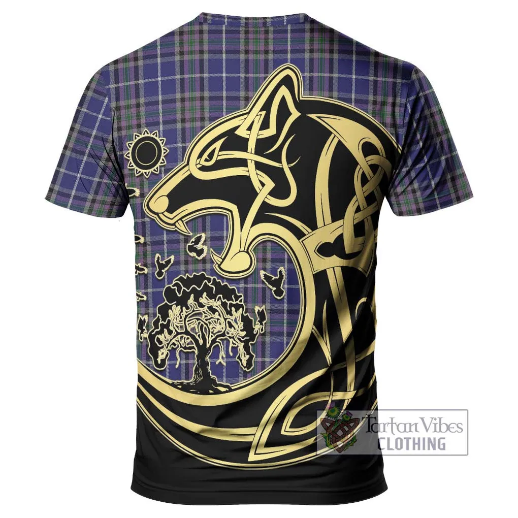 Alexander of Menstry Tartan T-Shirt with Family Crest Celtic Wolf Style