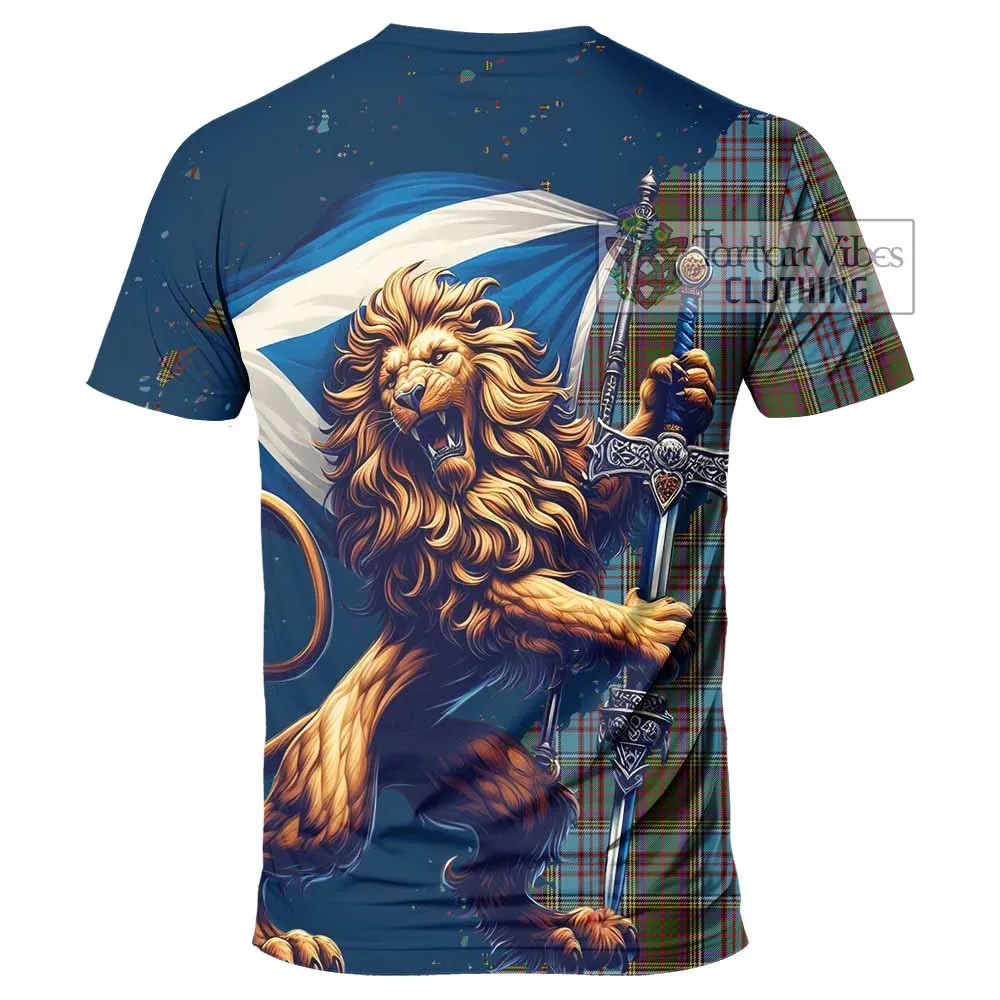 Anderson Tartan Family Crest T-Shirt with Scottish Majestic Lion