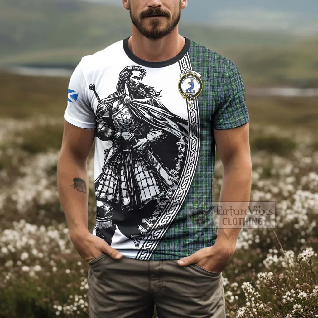 Arbuthnot Tartan Clan Crest T-Shirt with Highlander Warrior Celtic Style