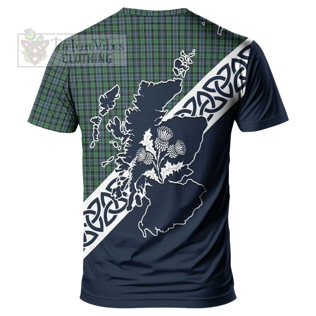 Arbuthnot Tartan T-Shirt Featuring Thistle and Scotland Map