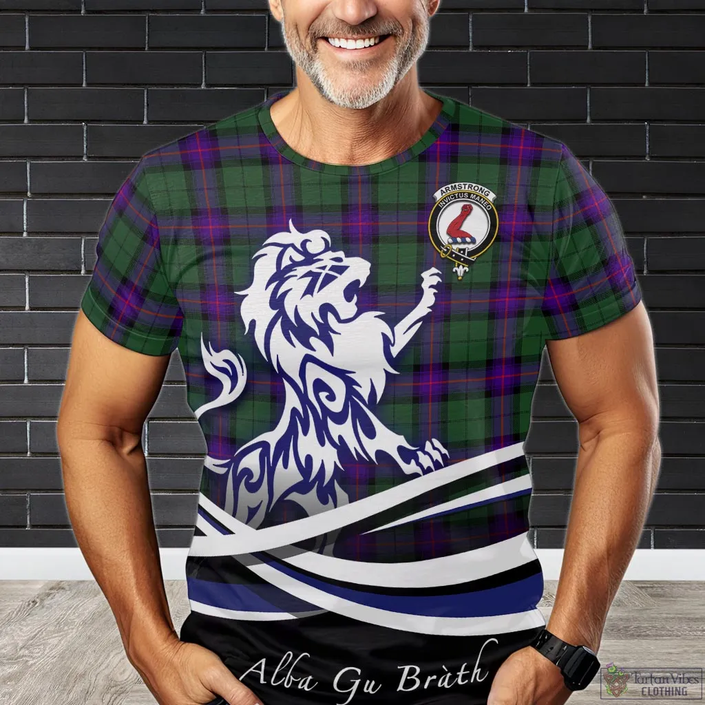 Armstrong Modern Tartan T-Shirt with Alba Gu Brath Regal Lion Emblem