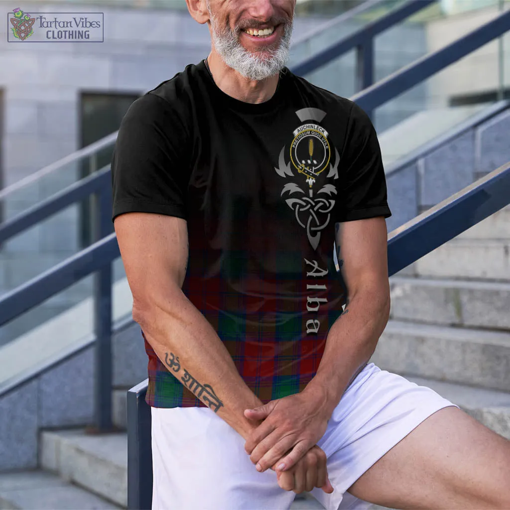 Auchinleck (Affleck) Tartan T-Shirt Featuring Alba Gu Brath Family Crest Celtic Inspired