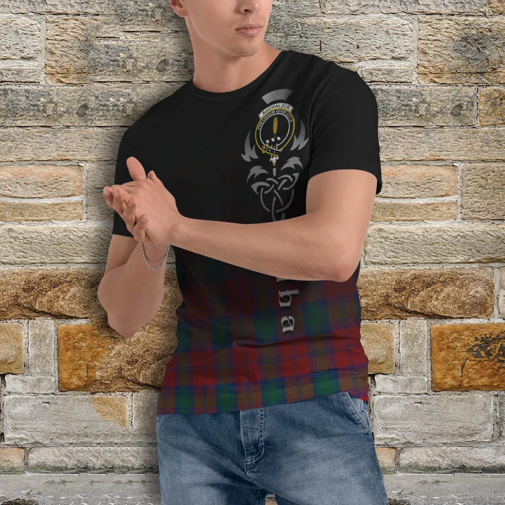 Auchinleck (Affleck) Tartan T-Shirt Featuring Alba Gu Brath Family Crest Celtic Inspired