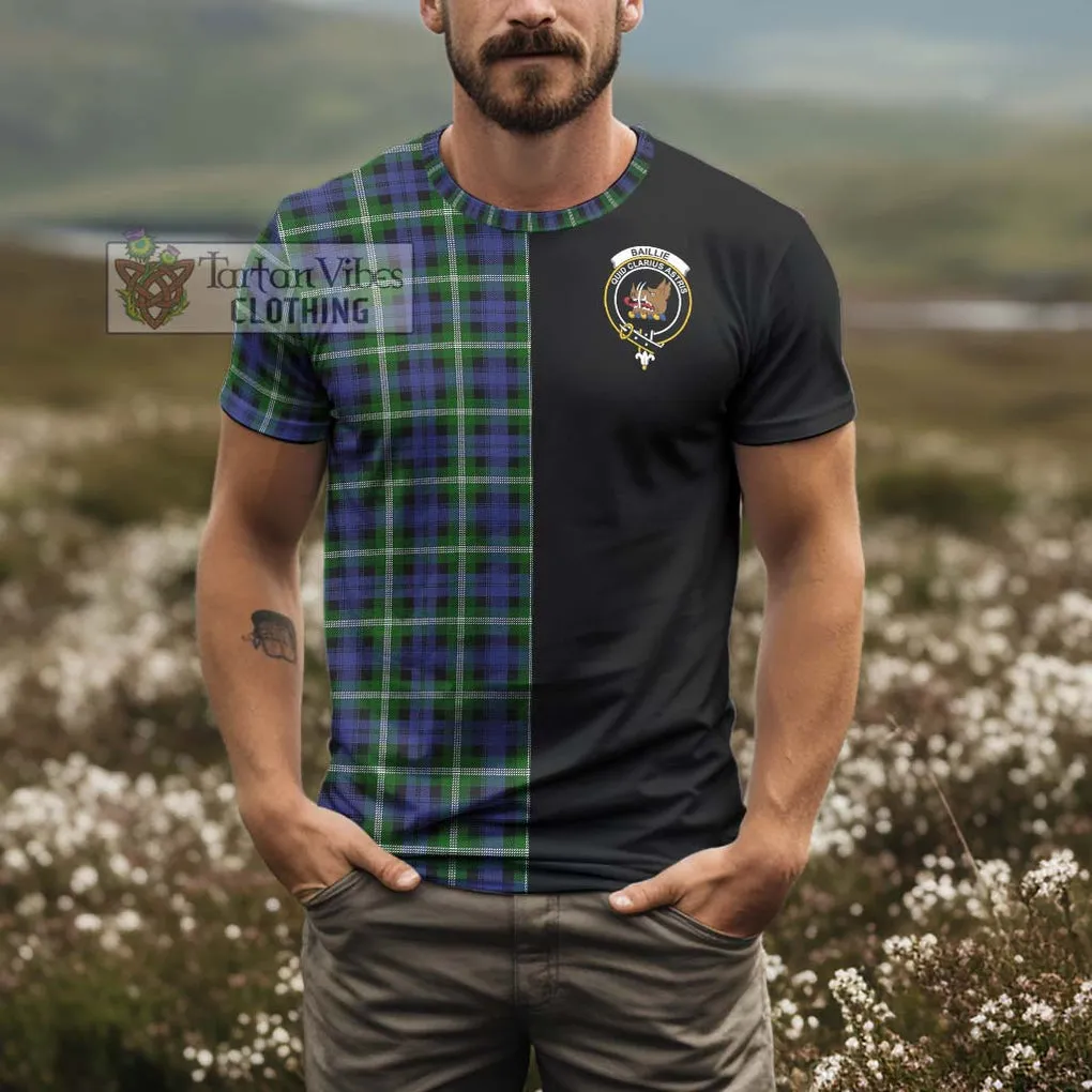 Baillie (Bailey) Tartan T-Shirt with Family Crest and Half Of Me Style