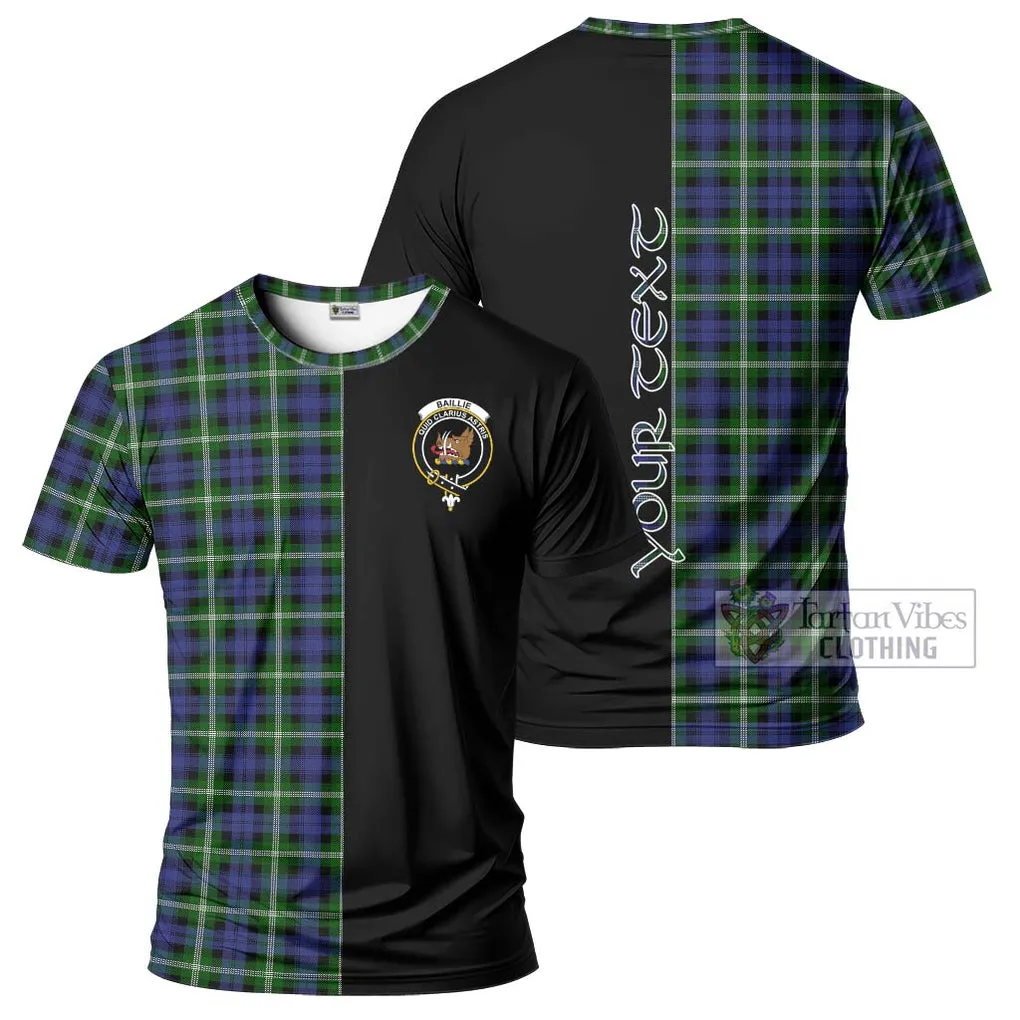 Baillie (Bailey) Tartan T-Shirt with Family Crest and Half Of Me Style