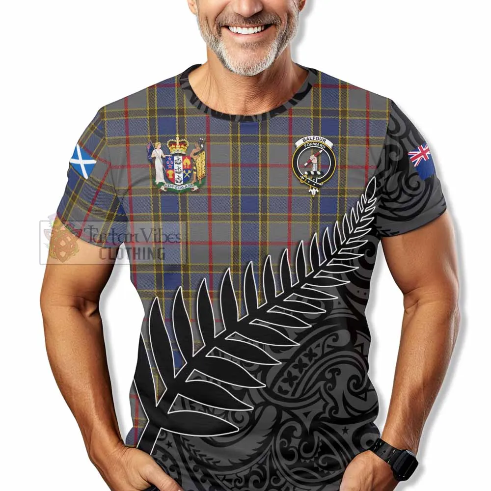 Balfour Crest Tartan T-Shirt with New Zealand Silver Fern Half Style