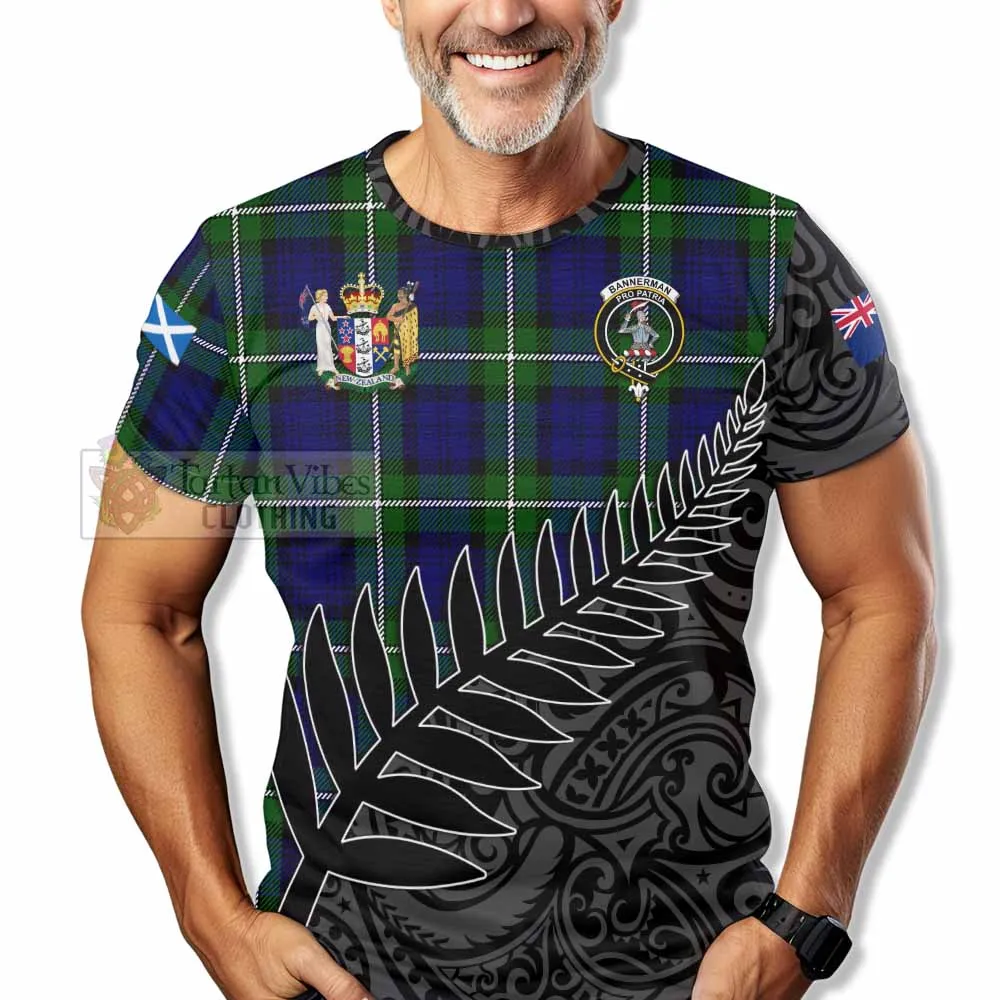 Bannerman Crest Tartan T-Shirt with New Zealand Silver Fern Half Style