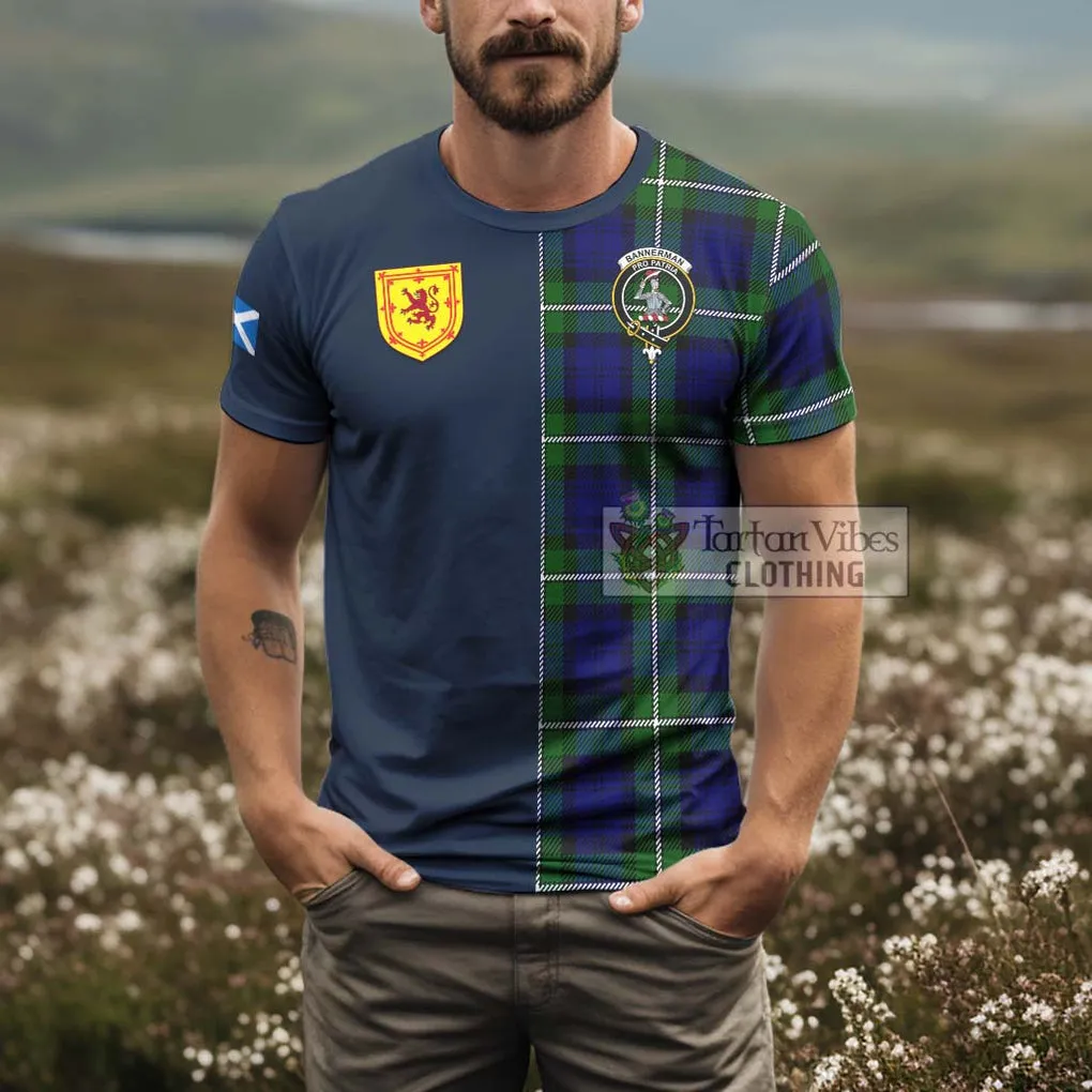 Bannerman Tartan T-Shirt Alba with Scottish Lion Royal Arm Half Style