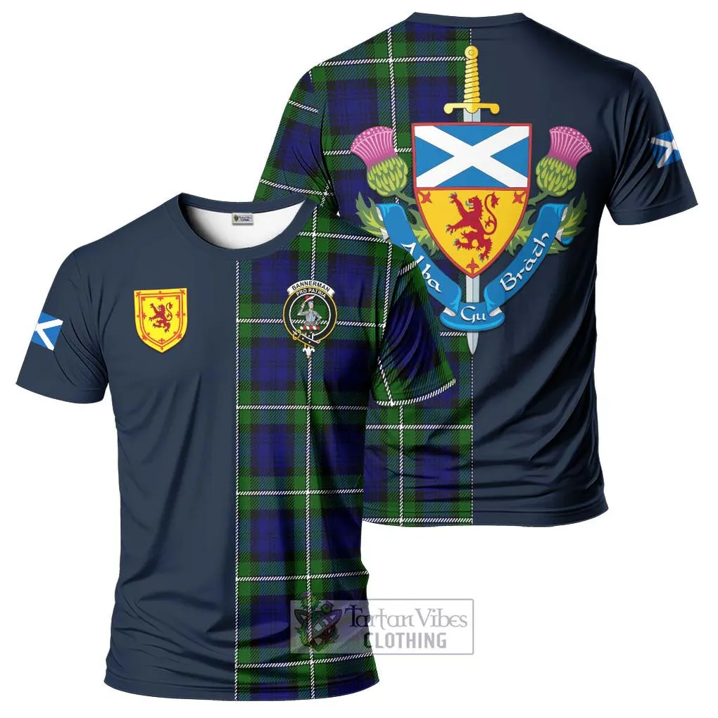 Bannerman Tartan T-Shirt Alba with Scottish Lion Royal Arm Half Style