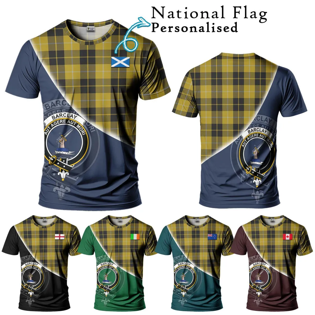 Barclay Dress Tartan T-Shirt with Personalised National Flag and Family Crest Half Style