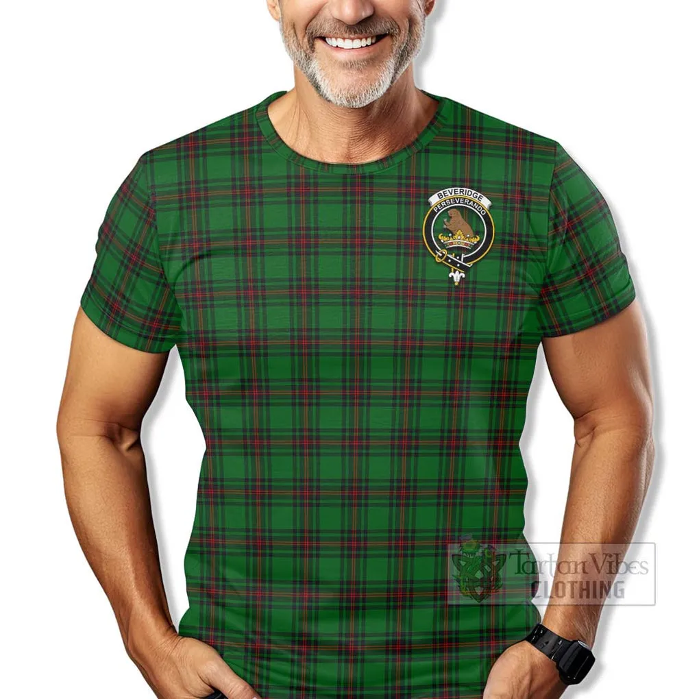 Beveridge Tartan T-Shirt with Family Crest Celtic Skull Style