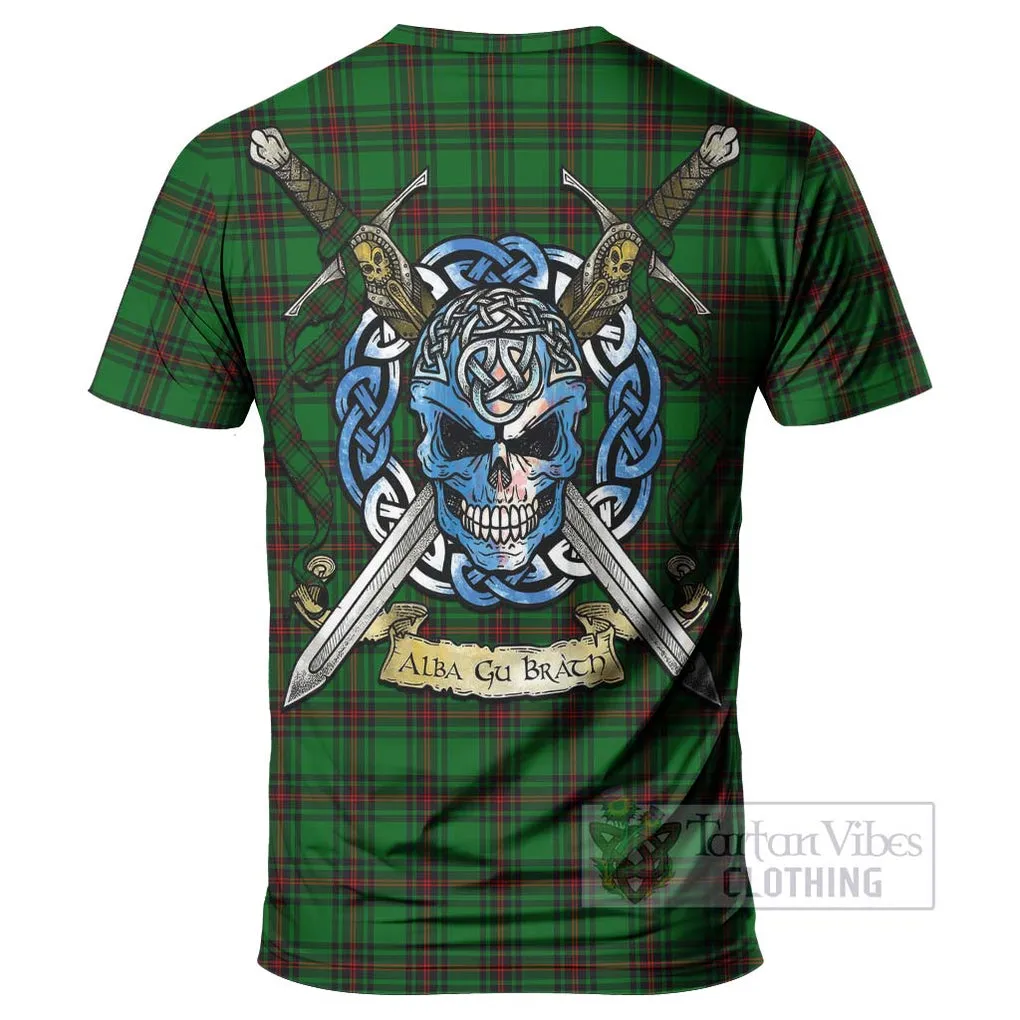 Beveridge Tartan T-Shirt with Family Crest Celtic Skull Style