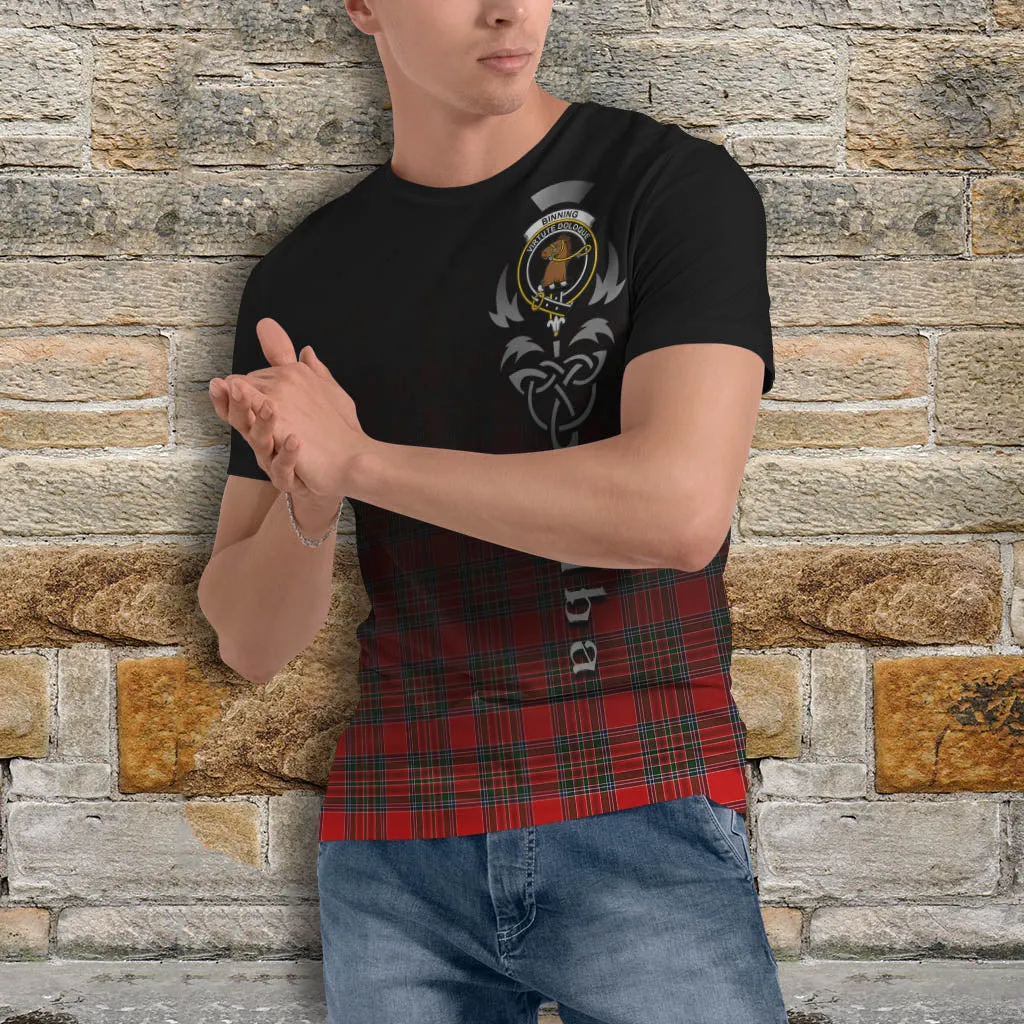 Binning Tartan T-Shirt Featuring Alba Gu Brath Family Crest Celtic Inspired