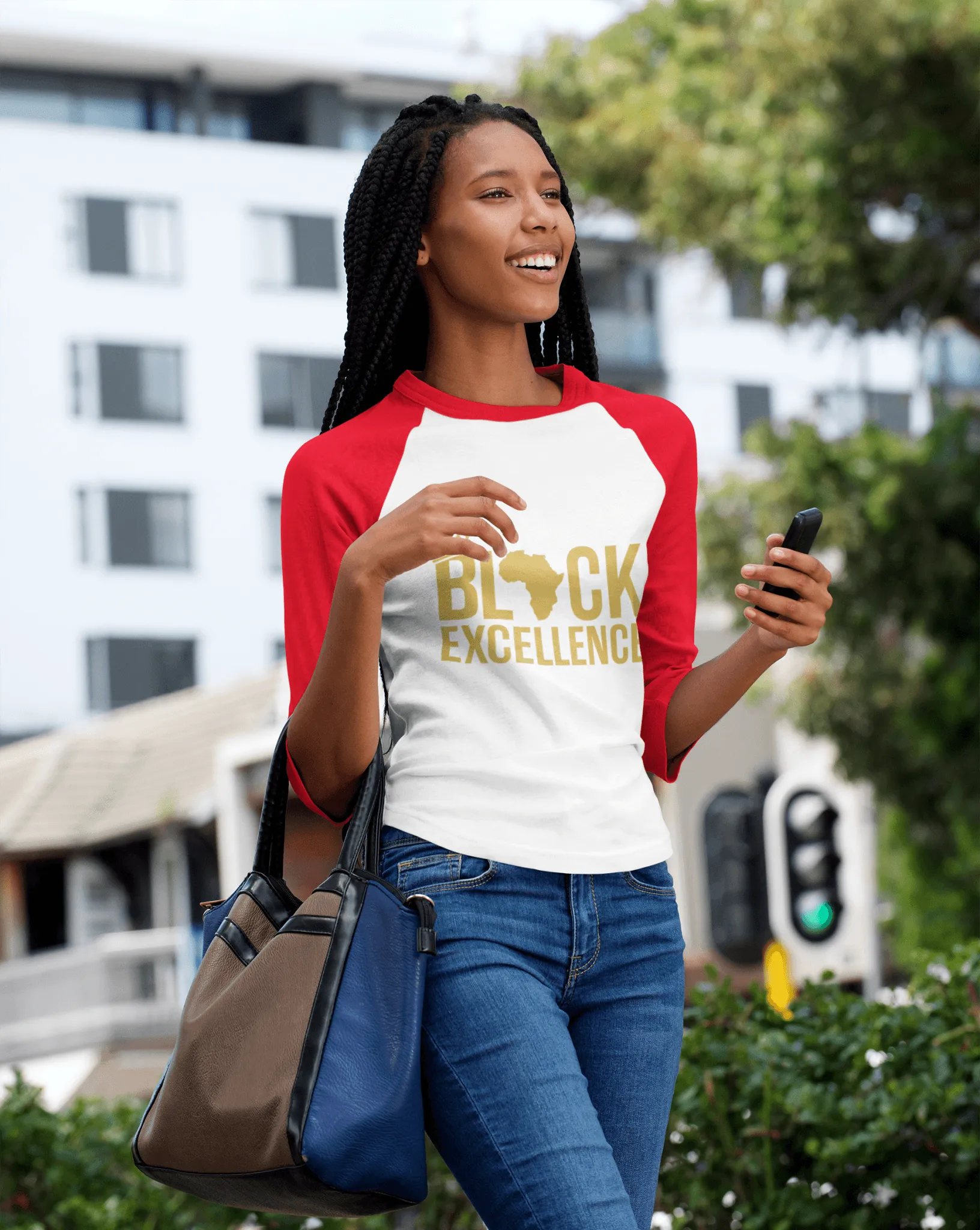 Black Excellence (Gold) Unisex 3/4 sleeve raglan shirt