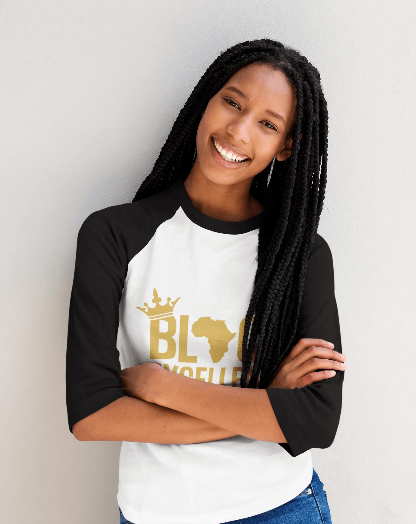 Black Excellence (Gold) Unisex 3/4 sleeve raglan shirt