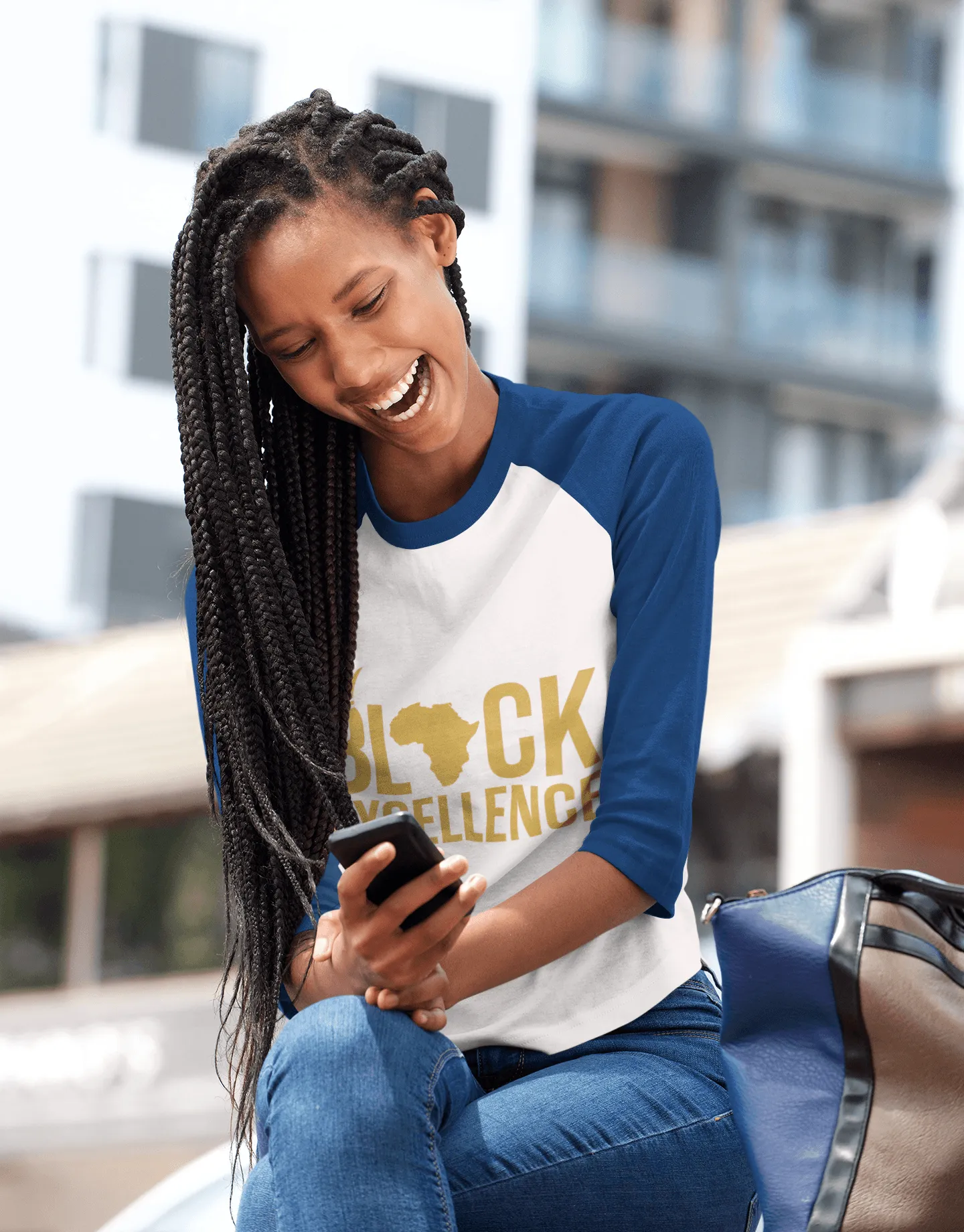 Black Excellence (Gold) Unisex 3/4 sleeve raglan shirt