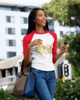 Black Excellence (Gold) Unisex 3/4 sleeve raglan shirt