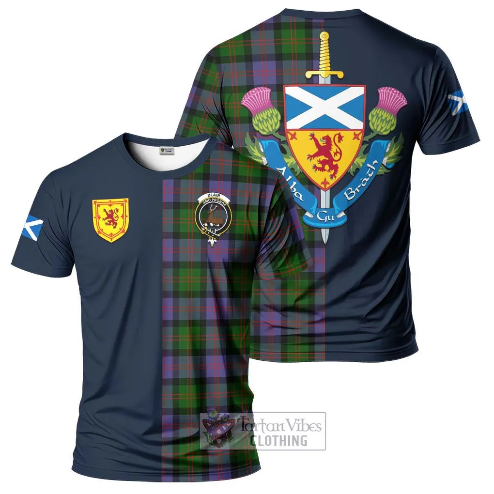 Blair Modern Tartan T-Shirt Alba with Scottish Lion Royal Arm Half Style