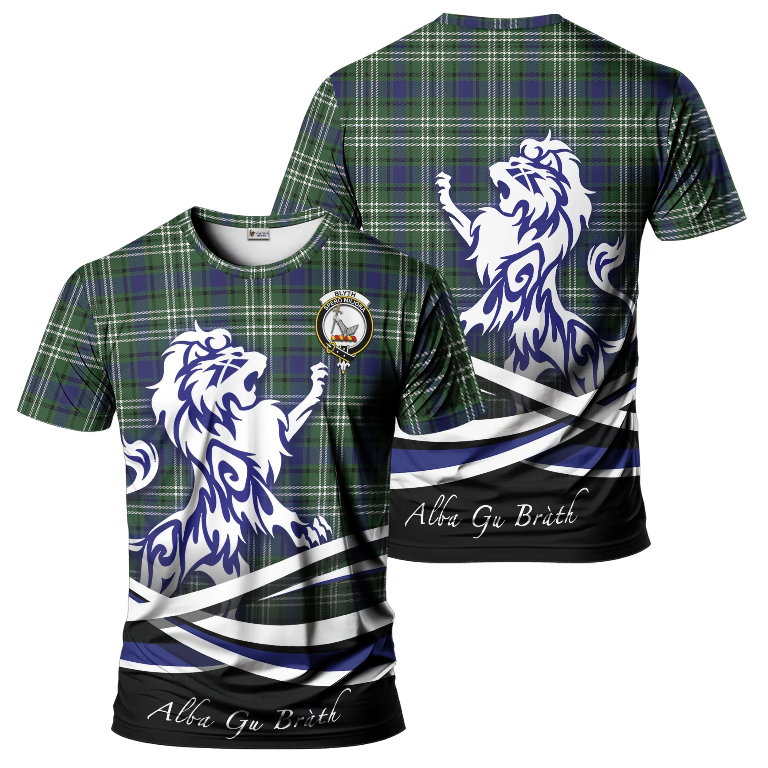 Blyth Tartan T-Shirt with Alba Gu Brath Regal Lion Emblem