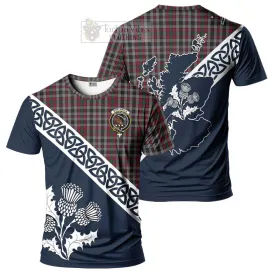 Borthwick Tartan T-Shirt Featuring Thistle and Scotland Map