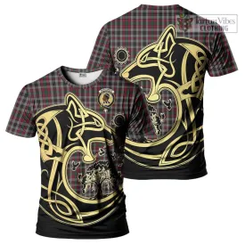 Borthwick Tartan T-Shirt with Family Crest Celtic Wolf Style