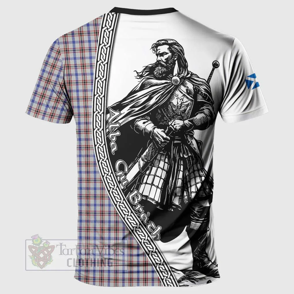 Boswell Tartan Clan Crest T-Shirt with Highlander Warrior Celtic Style