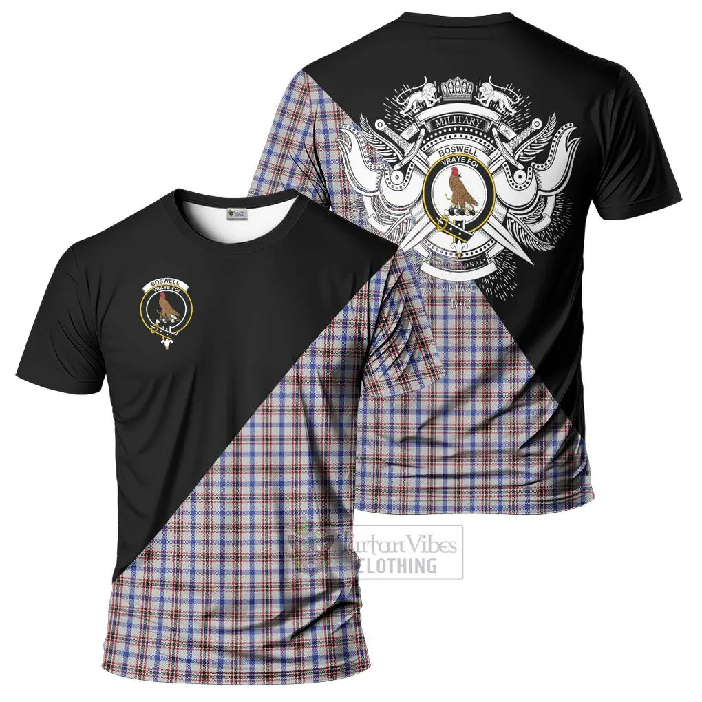 Boswell Tartan T-Shirt with Family Crest and Military Logo Style