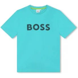 Boys Turqoise Logo Cotton T-shirt