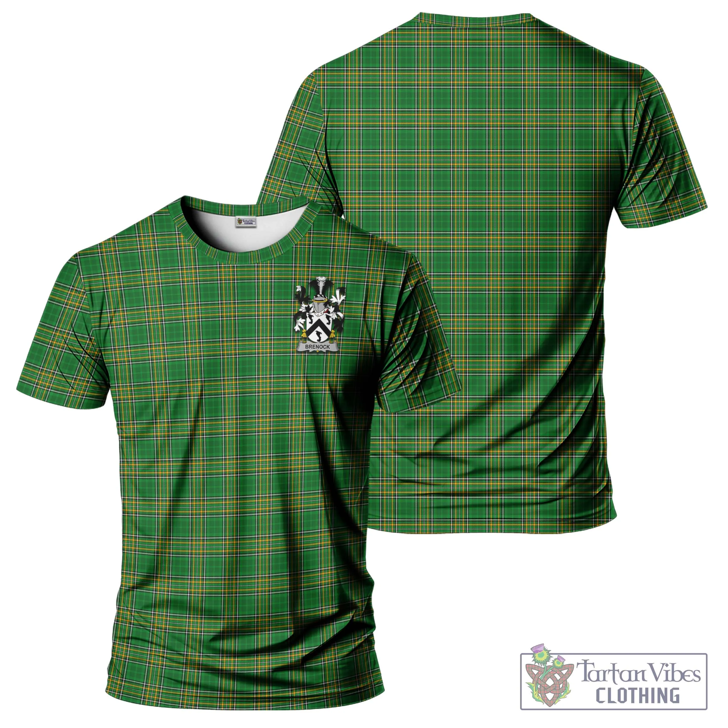 Brenock Irish Clan Tartan T-Shirt with Family Seal