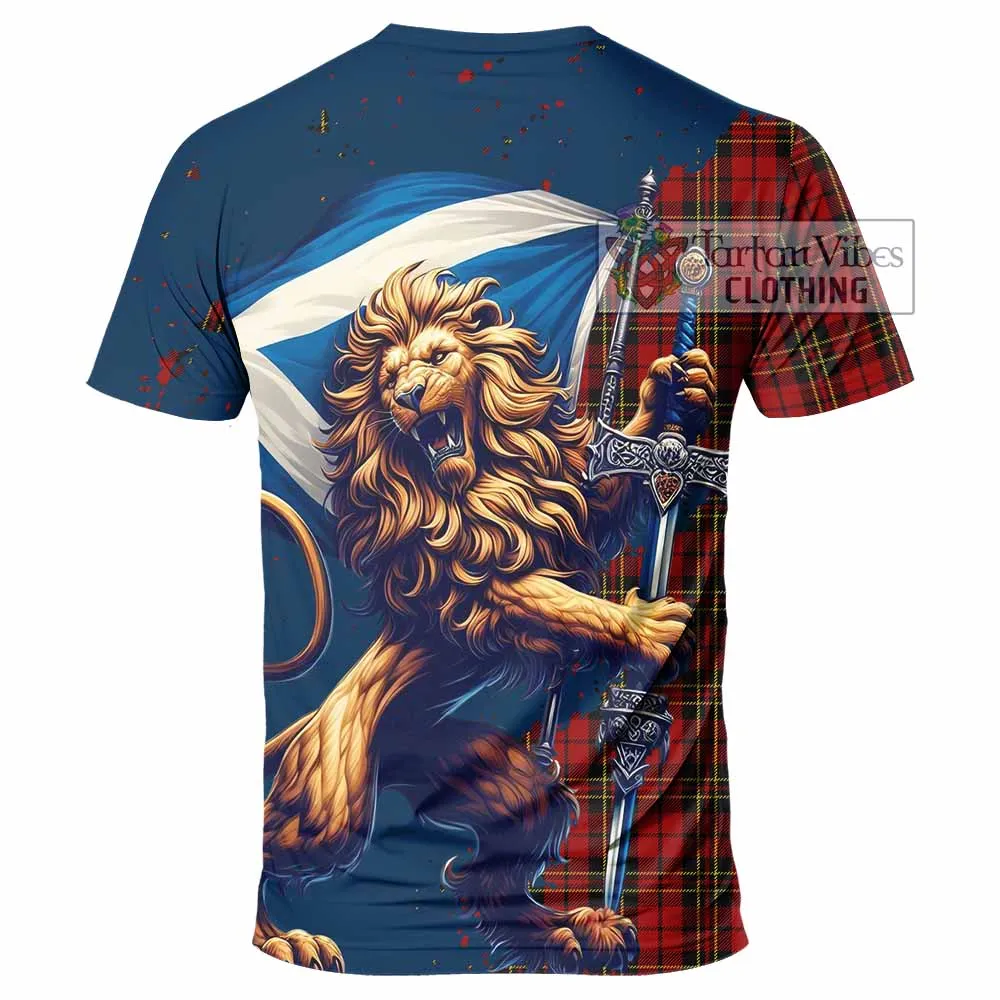 Brodie Tartan Family Crest T-Shirt with Scottish Majestic Lion