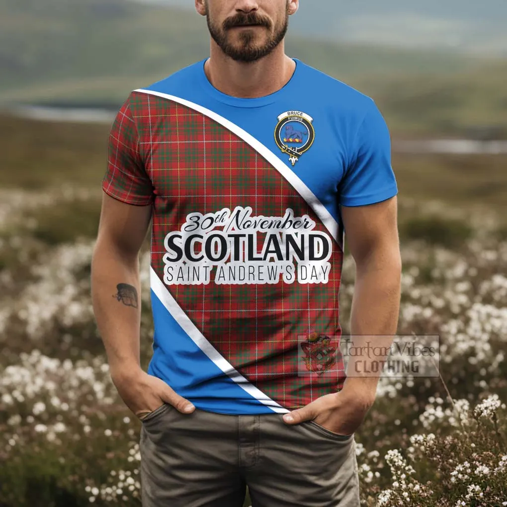 Bruce Family Crest Tartan T-Shirt Celebrate Saint Andrew's Day in Style