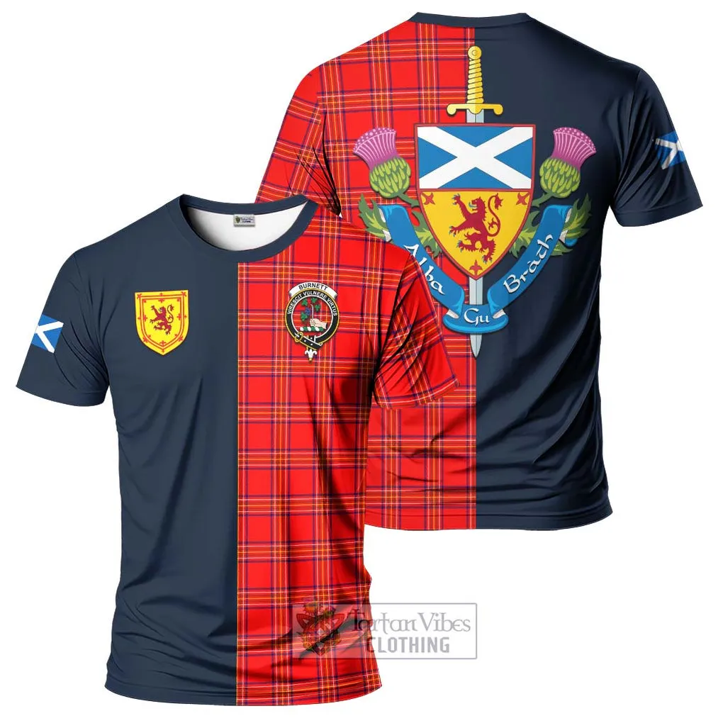 Burnett Modern Tartan T-Shirt Alba with Scottish Lion Royal Arm Half Style