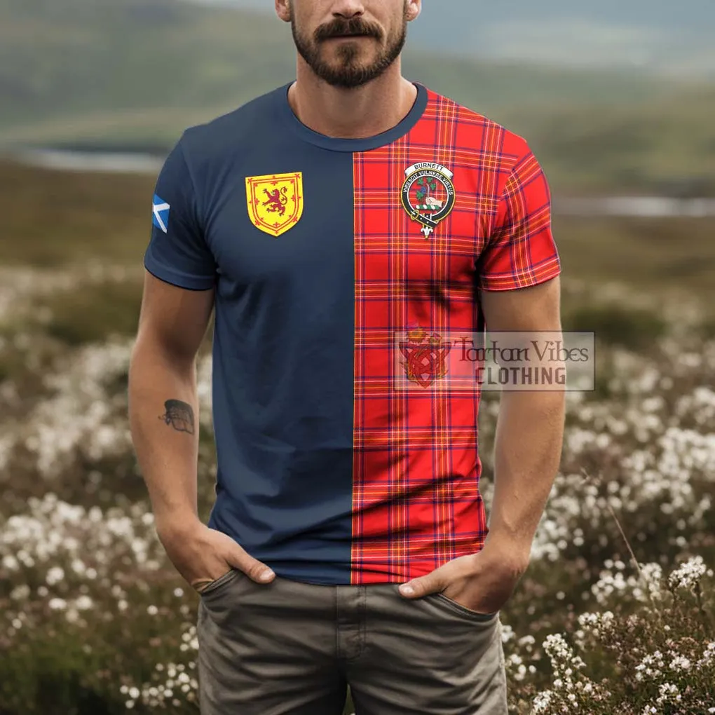 Burnett Modern Tartan T-Shirt Alba with Scottish Lion Royal Arm Half Style