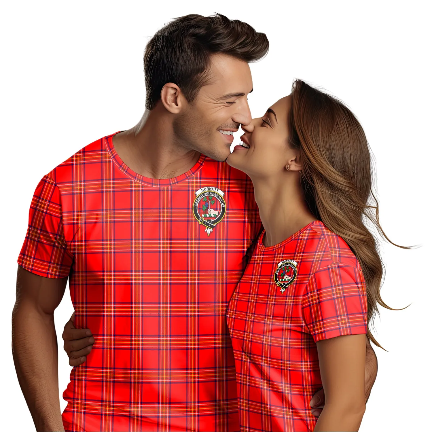 Burnett Modern Tartan T-Shirt with Family Crest