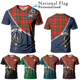 Butter Tartan T-Shirt with Personalised National Flag and Family Crest Half Style