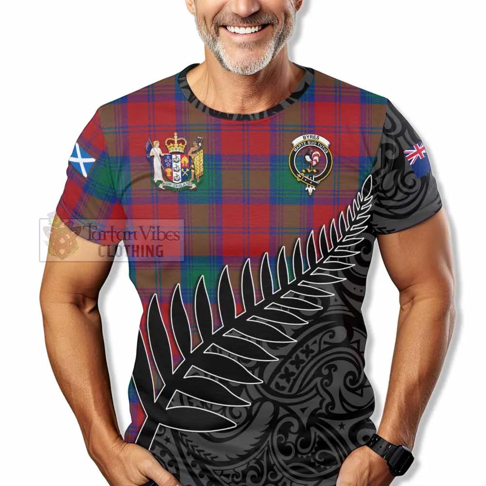 Byres (Byses) Crest Tartan T-Shirt with New Zealand Silver Fern Half Style