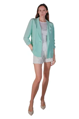 Charlotte Long Silk Blazer in Light Green