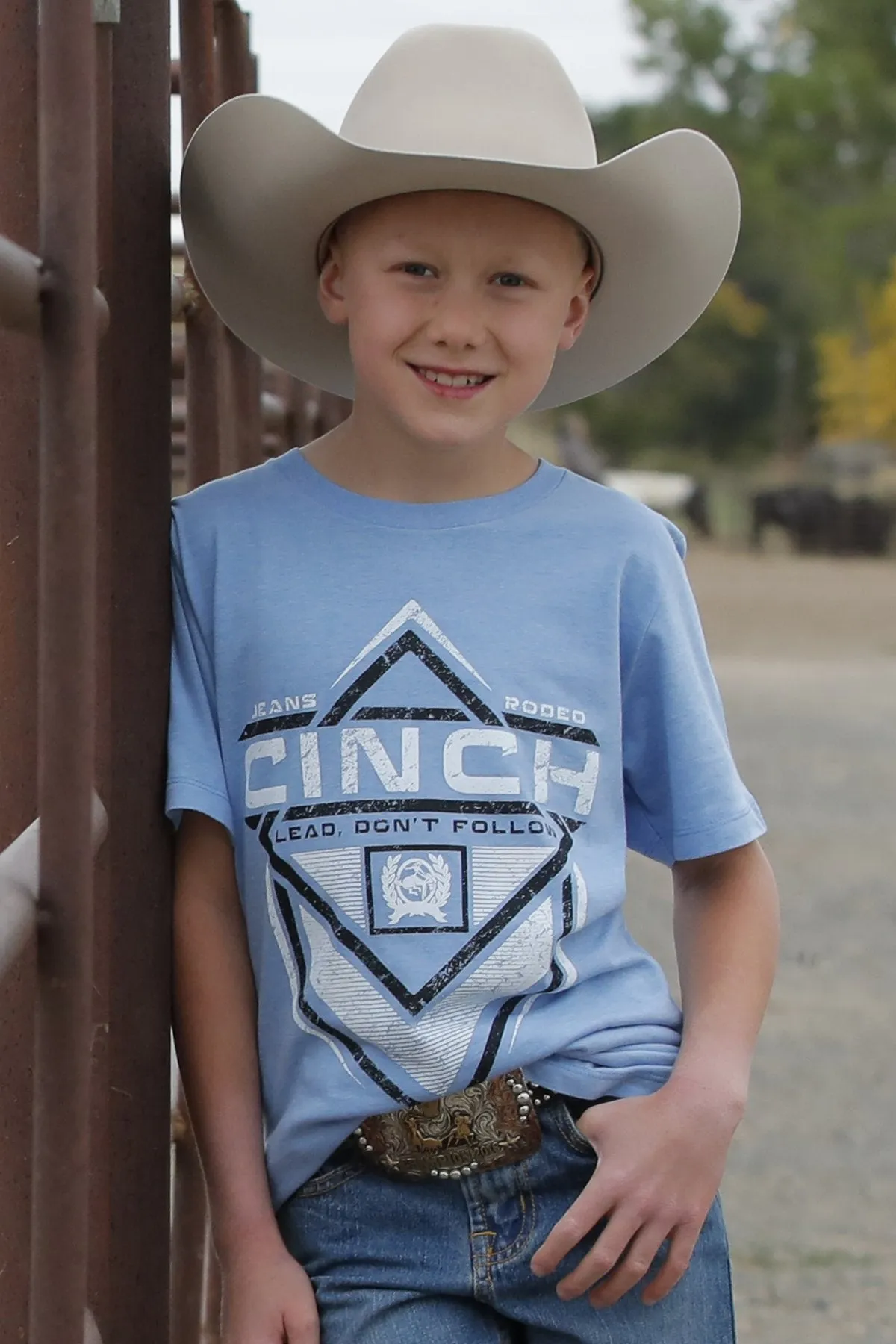 Cinch Boys Lead Don't Follow Tee - Light Blue - MTT7670148