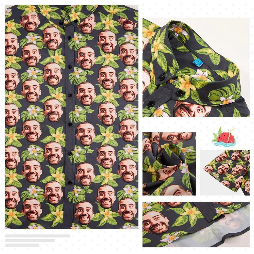 Custom Hawaiian Shirt with Face UK All Over Print Colorful Flowers