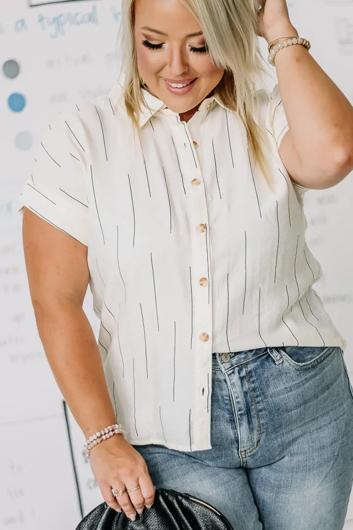 Follow The Stripes Button Up Top